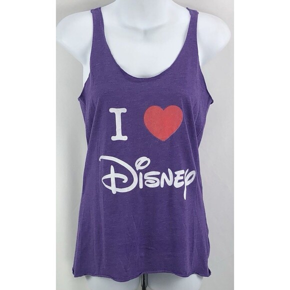 Disney Tops - Disney Racerback Tank Top S Purple I LOVE DISNEY Graphic Tee ScoopNeck Kids Core